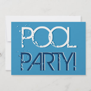 Invitation Pool Party for Birthday ou BBQ Premium Metallic