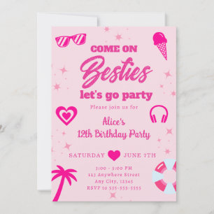 Invitation Pool Party Malibu Pink Doll Beach Anniversaire