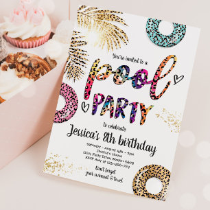 Invitation Pool Party Tie Dye Empreinte de léopard Pool Anniv