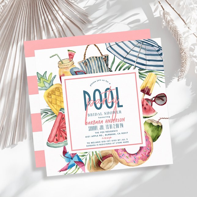 Invitation Pool Party Tropical Beach Gear Bridal Shower (Créateur téléchargé)