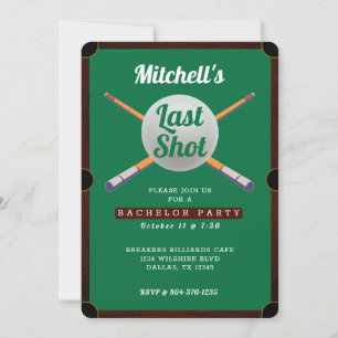 Invitation Pool Table Billard Bachelor Party
