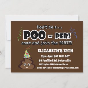 Invitation POOP émoticônes mignonnes filles fête d'anniversai