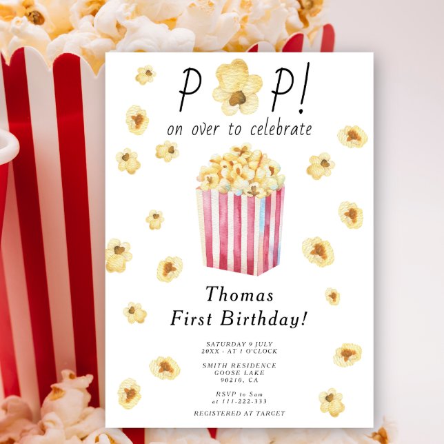 Invitation Pop aquarelle sur la fête Anniversaire de enfant (Créateur téléchargé)