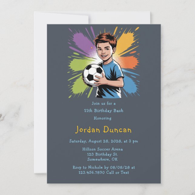 Invitation Pop Art Boys Football Anniversaire Bash (Devant)