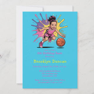 Invitation Pop Art Girls Basketball Anniversaire Bash