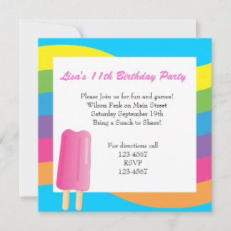 Invitation Pop de glace et arc-en-ciel