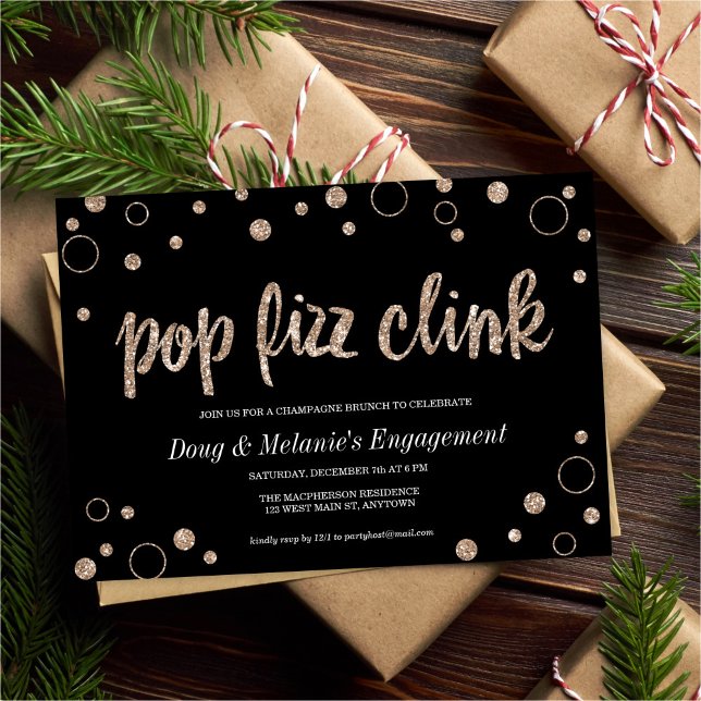 Invitation Pop Fizz Clink Bulles de Champagne Fête (Créateur téléchargé)