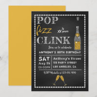 Pop Fizz Clink Chalkboard Jalon Anniversaire