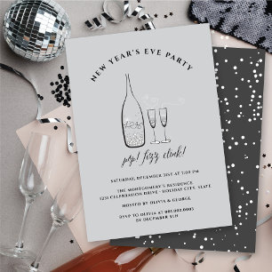 Invitation Pop Fizz Clink Champagne Cheval Nouvel An Soirée