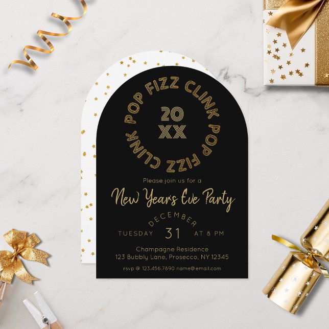 Invitation Pop Fizz Clink fête du Nouvel An (Créateur téléchargé)