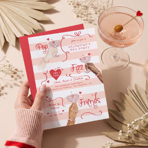 Invitation Pop Fizz Friends Galentine’s Day Girls Night Party