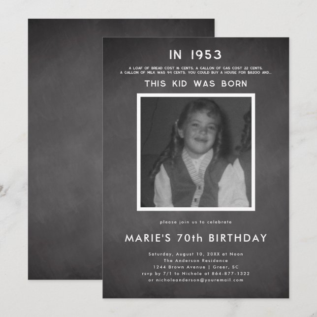 Invitation Pop Histoire | Photo Fête d'anniversaire (Devant / Derrière)