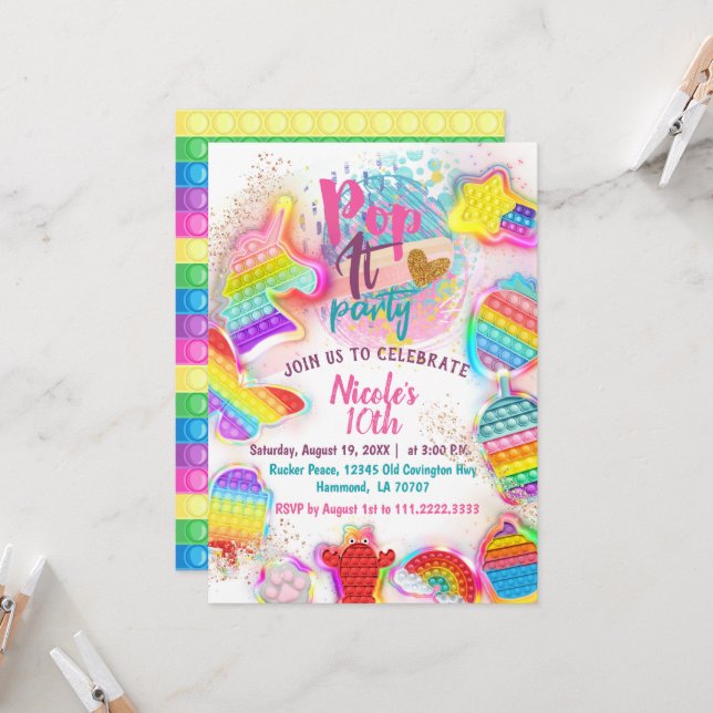 Invitation Pop it (Devant/Arrière en situation)