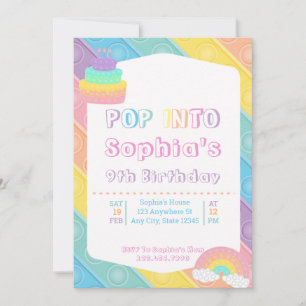 Invitation Pop It Anniversaire Fête Pastel Pop Bubble Fidget