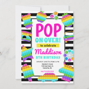 Invitation Pop It Birthday Invitation, Pop Fidget Invitation,