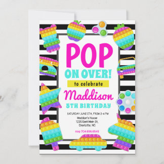 Invitation Pop It Birthday Invitation, Pop Fidget Invitation,