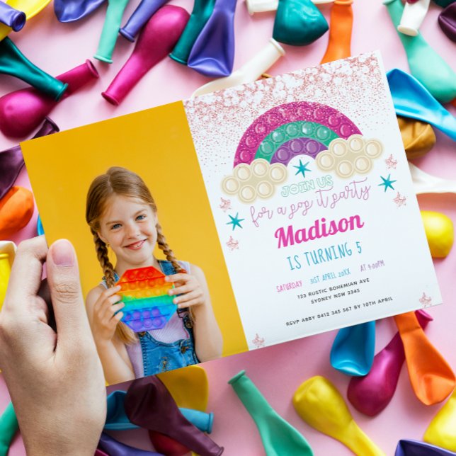 Invitation Pop It Birthday Party Rainbow Photo (Créateur téléchargé)