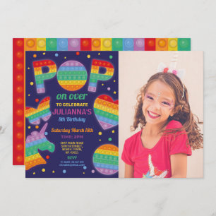 Invitation Pop it Party Fidget Anniversaire Photo Marine
