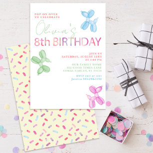 Invitation Pop On Over Animal Balloons 8e fête d'anniversaire