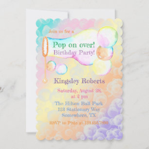 Invitation Pop On Over Bubbles Anniversaire de enfant Party