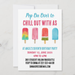 Invitation Pop On Over Chill Popsicle Anniversaire de enfant