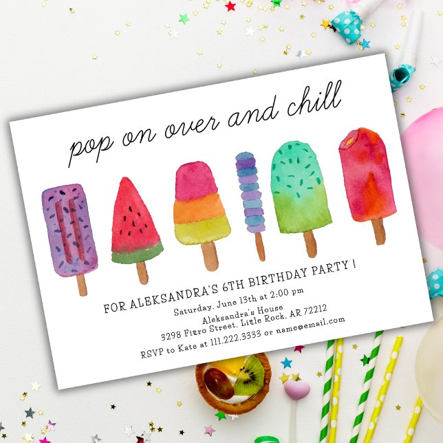 Invitation Pop On Over Et Chill Popsicle Anniversaire Fête (Créateur téléchargé)