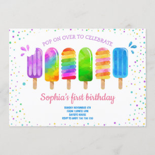 Invitation Pop on Over Summer Ice Cream Girl Birthday Party
