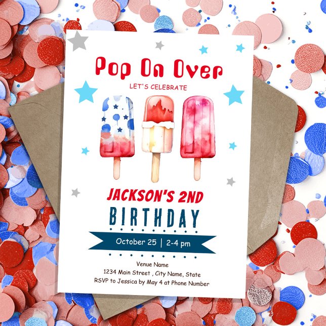 Invitation Pop Over Kids Summer Ice Pop 2e anniversaire (Créateur téléchargé)