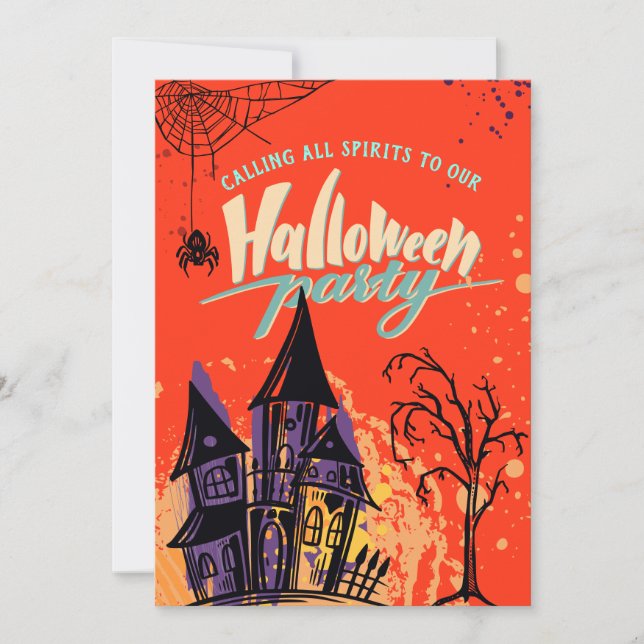 Invitation Pop Retro Colorful Abstrait Halloween Party (Devant)