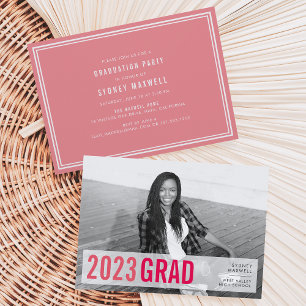 Invitation Pop rose moderne Photo Party Graduation