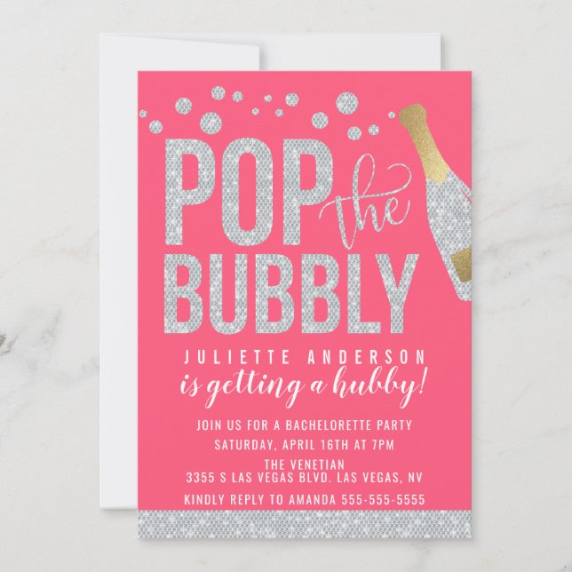 Invitation Pop The Bubbly Champagne Bachelorette Party (Devant)