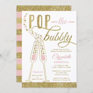 Invitation Pop The Bubbly Fête des mariées Invitation, Faux G