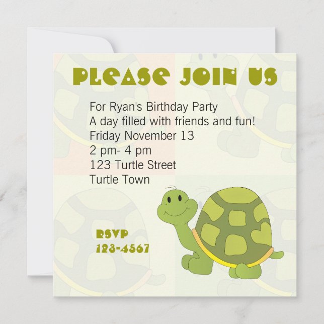 Invitation Pop Turtle (Devant)