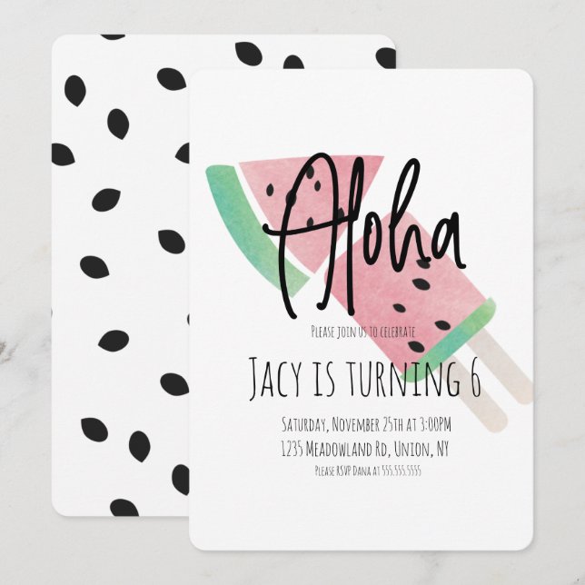 Invitation Pop Watercolor et Pop (Devant / Derrière)