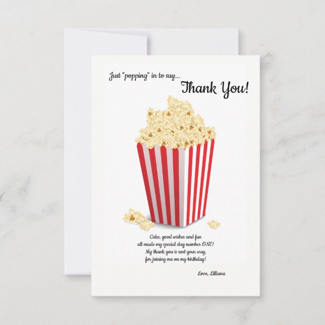 Invitation Popcorn Box Thank You Note (Devant)