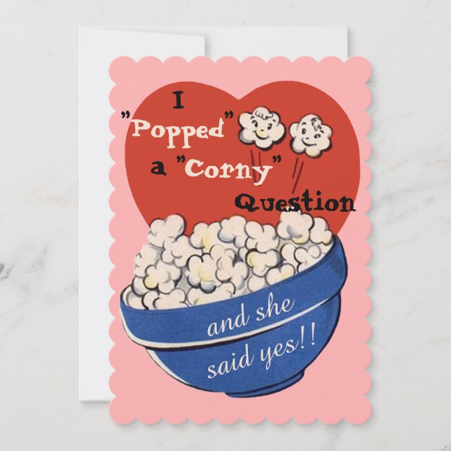 Invitation Popcorn Corny Question, Cute Retro Enregistrer la  (Devant)