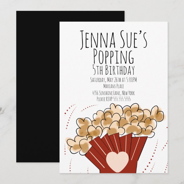 Invitation Popcorn de la Saint-Valentin Cinéma Fête Extérieur (Devant / Derrière)