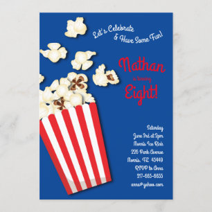 Invitation Popcorn Movie Theatre Anniversaire de enfant Party