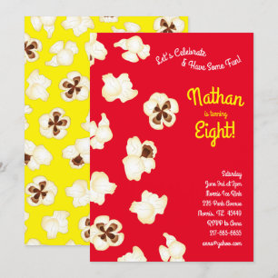Invitation Popcorn Movie Theatre Anniversaire de enfant Party