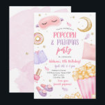 Invitation Popcorn Pyjamas Sleepover Stwood Party Anniversair<br><div class="desc">♥ Une invitation amusante pour votre fête d'anniversaire !</div>