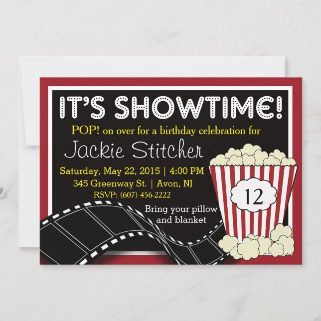 Invitation Popcorn "Showtime" (Devant)