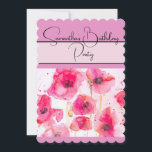 Invitation Poppie rouge Aquarelle fleurie Poppies<br><div class="desc">Le design de nom personnalisable du rose Shabby Chic Ladie,  avec un nom entièrement personnalisable. Conçu à partir de ma photo et de mon écriture de jardin d'origine.</div>