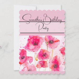 Invitation Poppie rouge Aquarelle fleurie Poppies