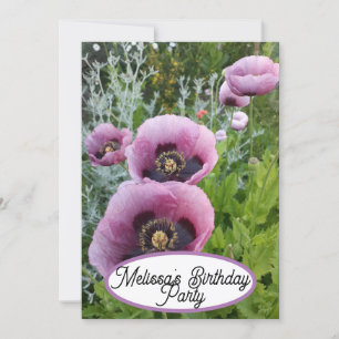 Invitation Poppies de pavot rose Fleur Floral Jolies Filles