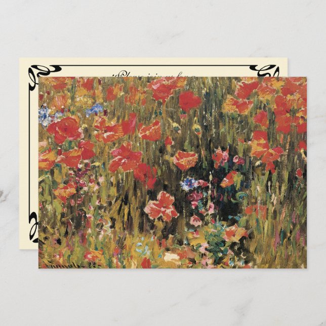 Invitation Poppies de Robert Vonnoh, Impressionnisme Vintage (Devant / Derrière)