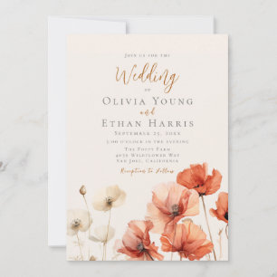 Invitation Poppies et Mariages Fleur sauvage