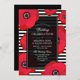 Invitation Poppies et tripes - Mariage noir et rouge