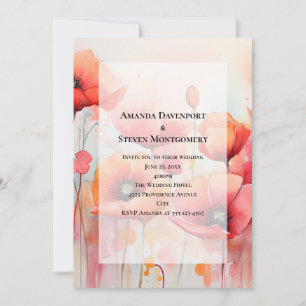 Invitation Poppies rouges dans un Mariage d'aquarelle de cham