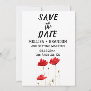Invitation Poppies rouges Poppy Floral Rustic Mariage