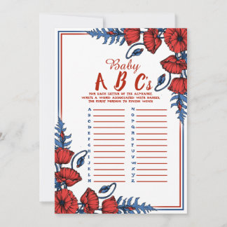 Invitation Poppy Floral Baby shower Baby ABC's Game